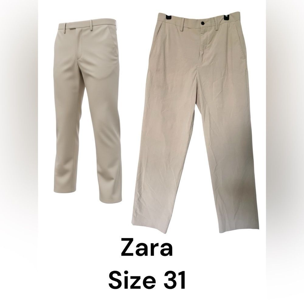 ZARA Beige Dress Pants Size 31 EUR 40 Tailored Straight Leg Men’s Trousers